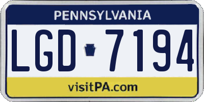 PA license plate LGD7194