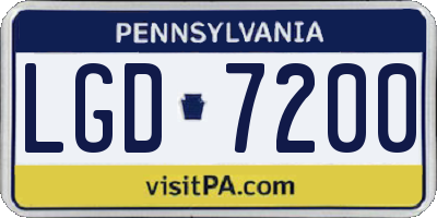 PA license plate LGD7200