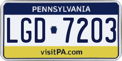 PA license plate LGD7203