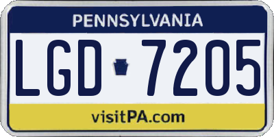PA license plate LGD7205