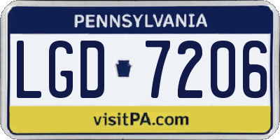 PA license plate LGD7206