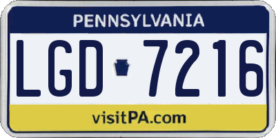 PA license plate LGD7216