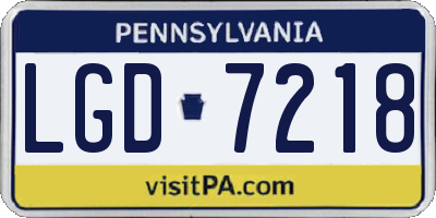 PA license plate LGD7218