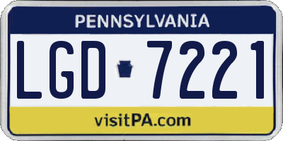 PA license plate LGD7221