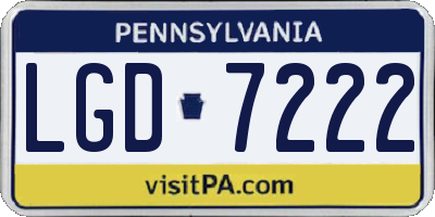 PA license plate LGD7222