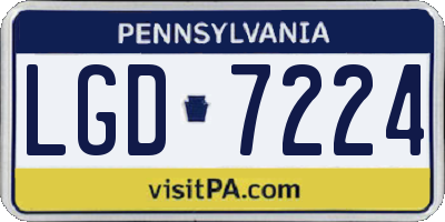 PA license plate LGD7224