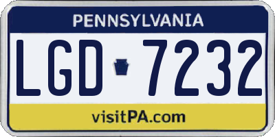 PA license plate LGD7232