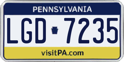 PA license plate LGD7235