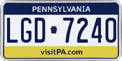 PA license plate LGD7240