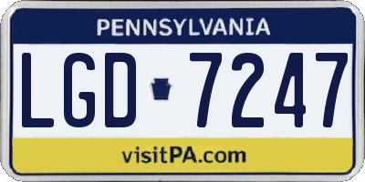 PA license plate LGD7247