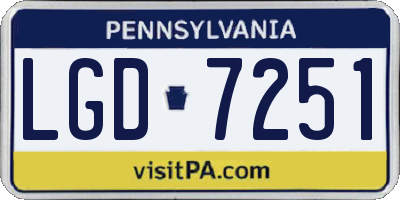 PA license plate LGD7251