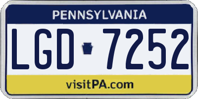 PA license plate LGD7252