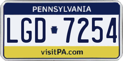 PA license plate LGD7254