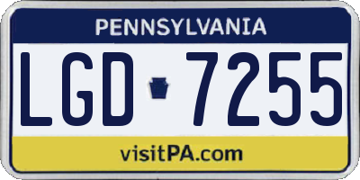 PA license plate LGD7255