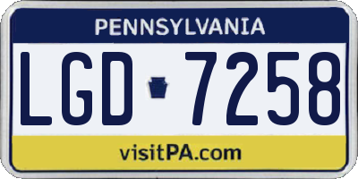 PA license plate LGD7258