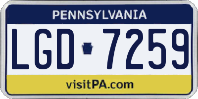PA license plate LGD7259