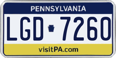 PA license plate LGD7260