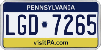 PA license plate LGD7265