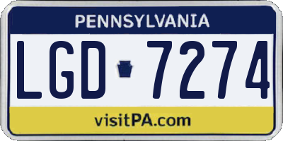 PA license plate LGD7274