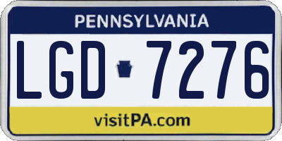 PA license plate LGD7276
