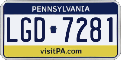 PA license plate LGD7281