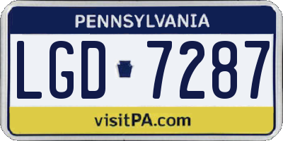 PA license plate LGD7287