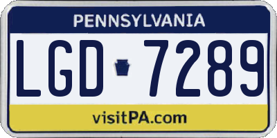 PA license plate LGD7289