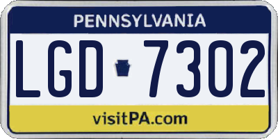 PA license plate LGD7302