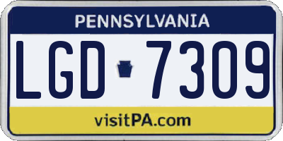PA license plate LGD7309