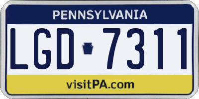 PA license plate LGD7311