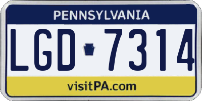 PA license plate LGD7314