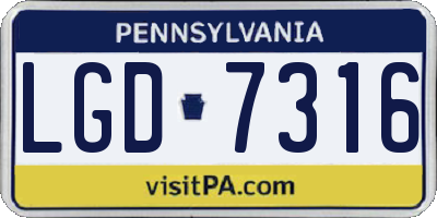 PA license plate LGD7316