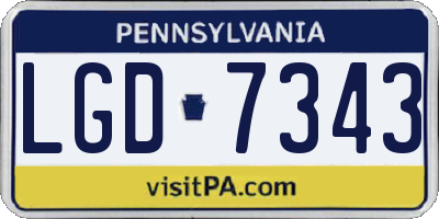 PA license plate LGD7343