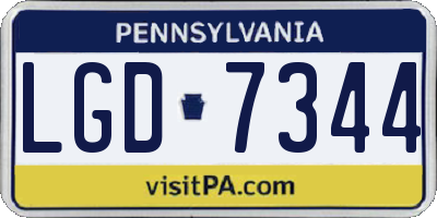 PA license plate LGD7344