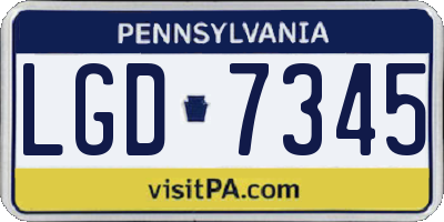 PA license plate LGD7345
