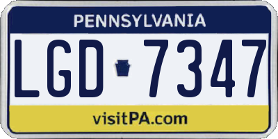 PA license plate LGD7347