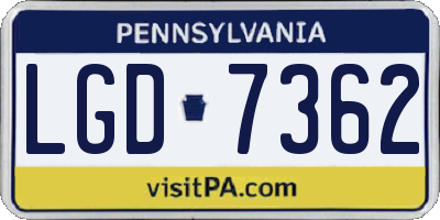 PA license plate LGD7362