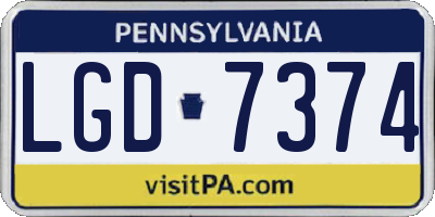 PA license plate LGD7374