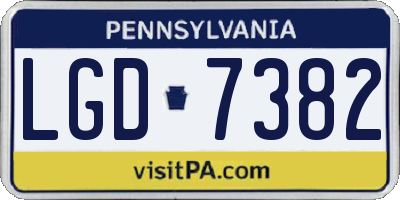 PA license plate LGD7382