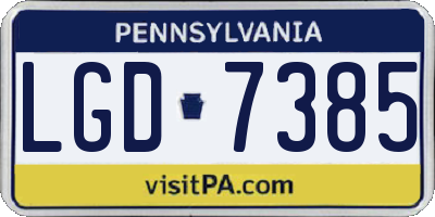 PA license plate LGD7385