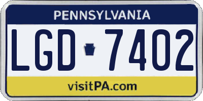 PA license plate LGD7402