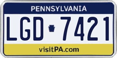 PA license plate LGD7421