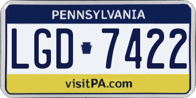 PA license plate LGD7422