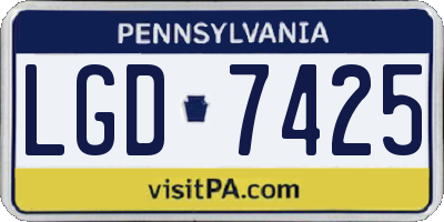 PA license plate LGD7425