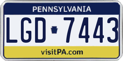 PA license plate LGD7443