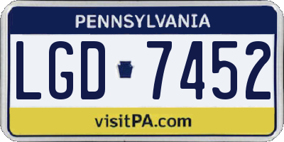 PA license plate LGD7452