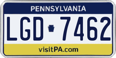 PA license plate LGD7462