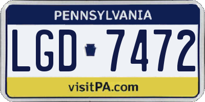 PA license plate LGD7472