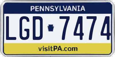 PA license plate LGD7474