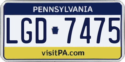 PA license plate LGD7475